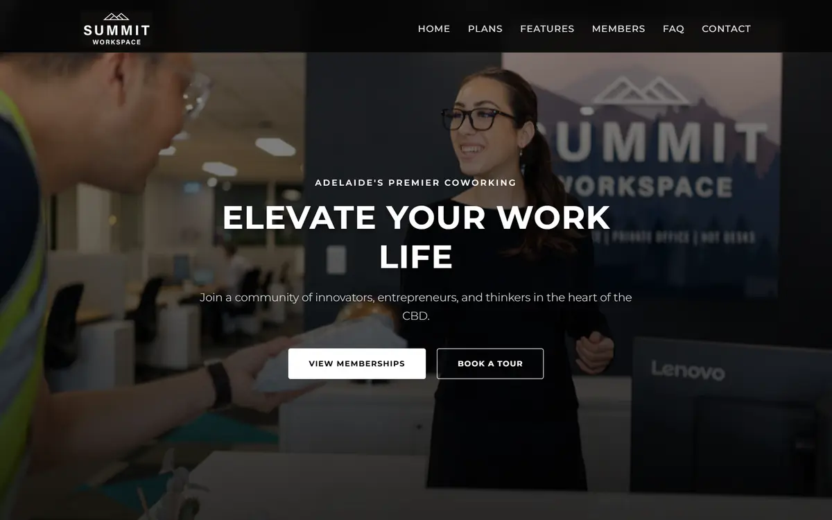 Summit Workspace website, built by Web Construct