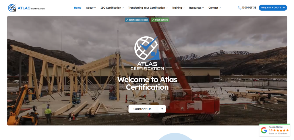 Atlas Certification website screenshot