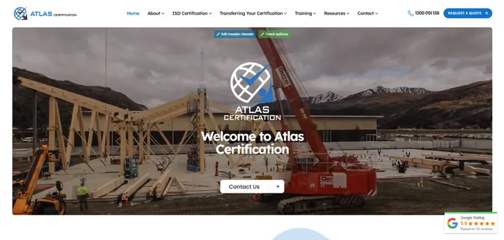 Atlas Certification website screenshot