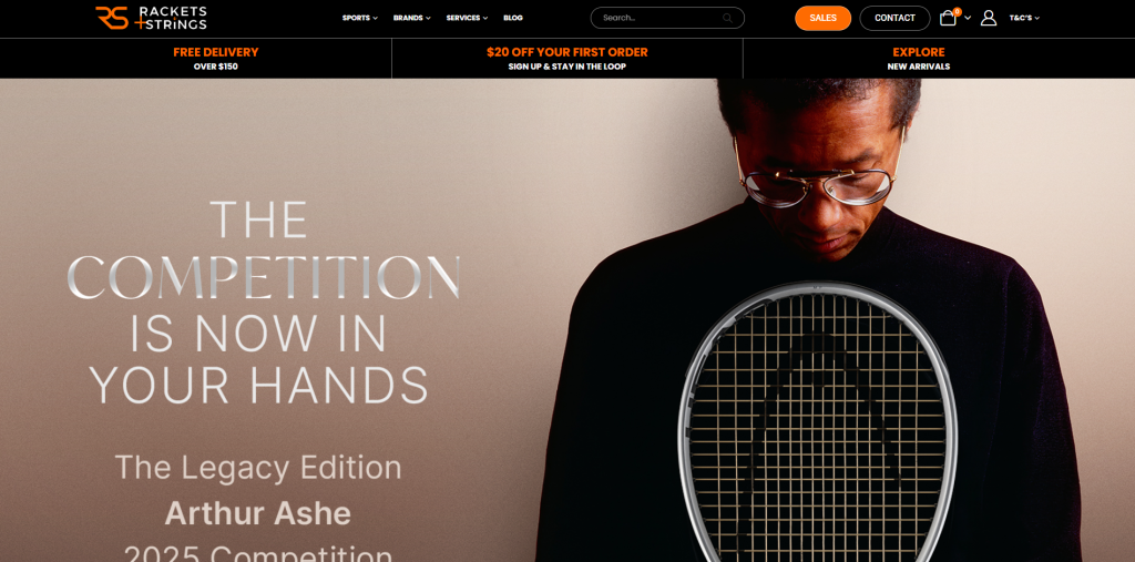 Rackets + Strings website screenshot