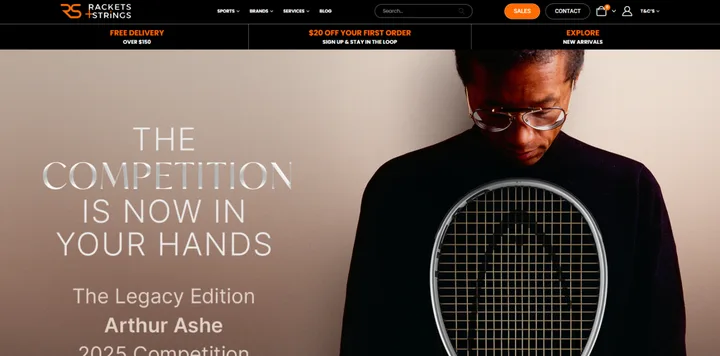 Rackets + Strings website screenshot