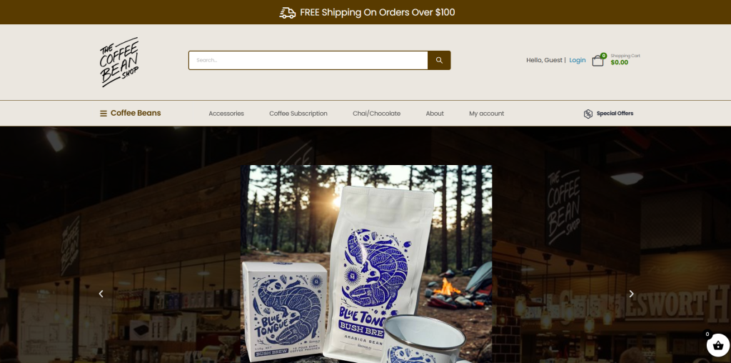 The Coffee Bean Shop website screenshot