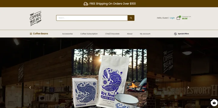 The Coffee Bean Shop website screenshot